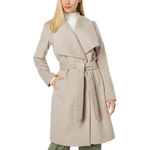 COLE HAAN Slick Wool Bone‎ Wrap Trench Coat Size 8 NEW WITH TAG